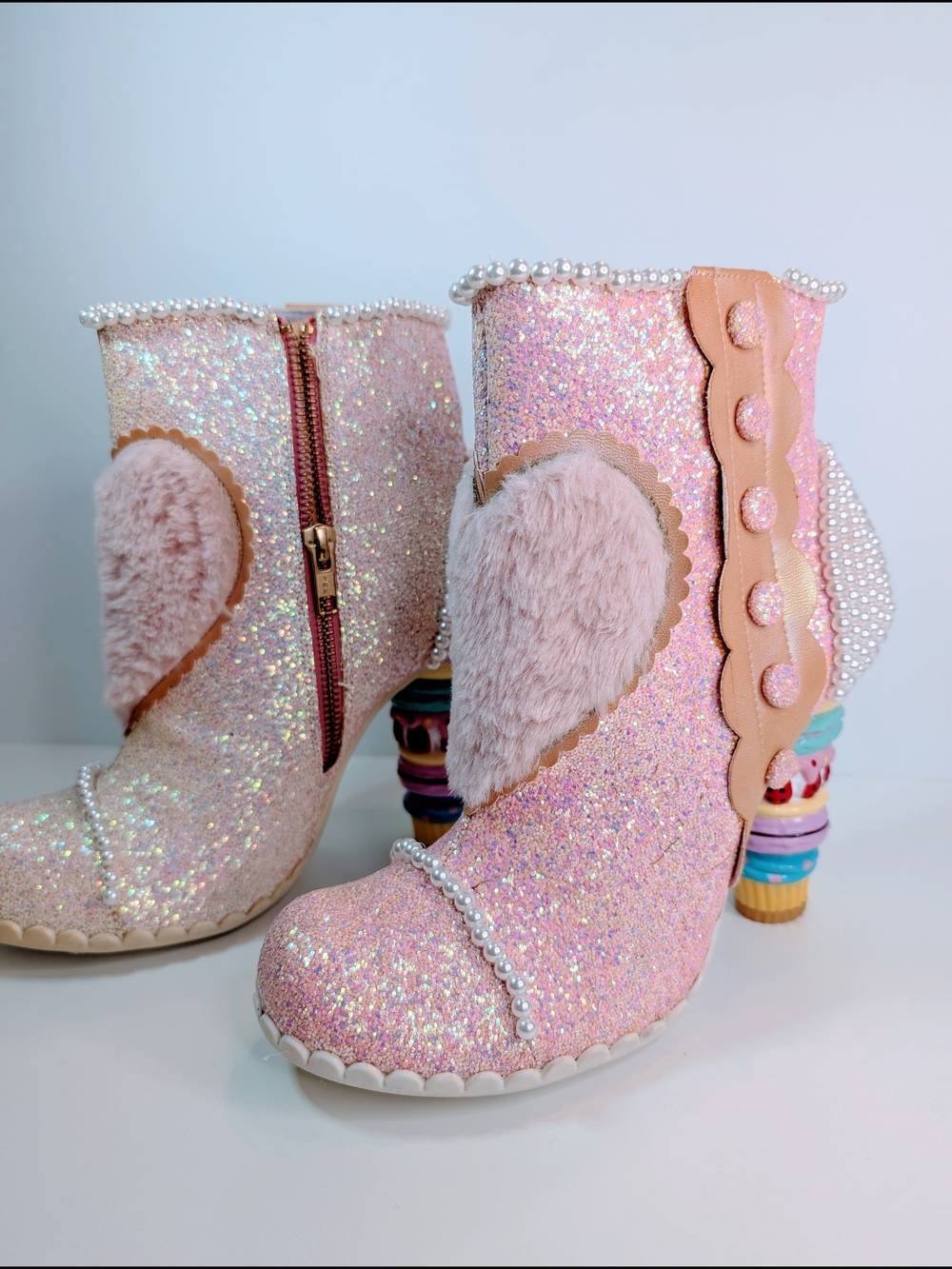 IRREGULAR CHOICE BEE DELICIOUS HEELED BOOTIES PINK Woman's Size 9.5 (40)